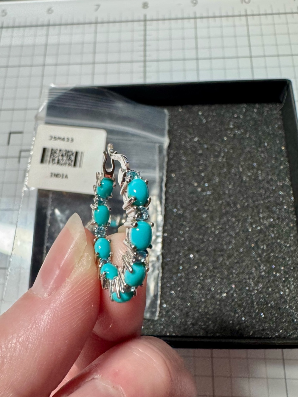 Sleeping Beauty Turquoise/0.61CTW Blue Topaz Rhodium Sterling Silver Earrings